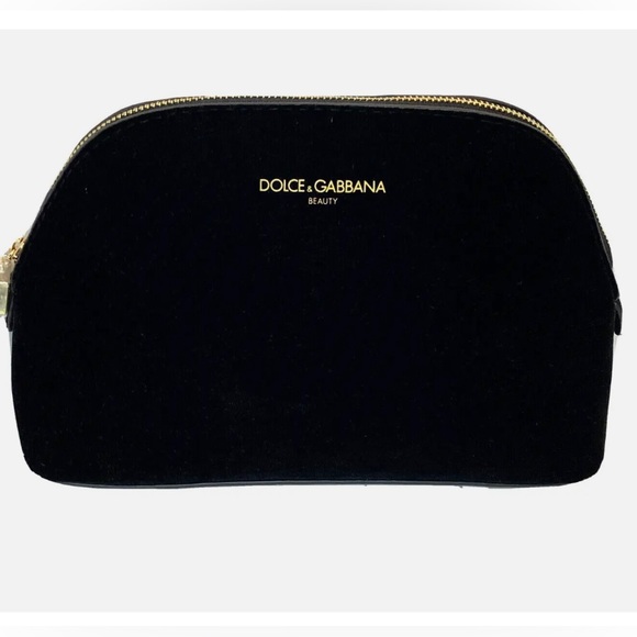 Dolce & Gabbana Handbags - ✨New Authentic Dolce and Gabbana Cosmetic Make-Up Bag Black Velvet Gold Zip✨